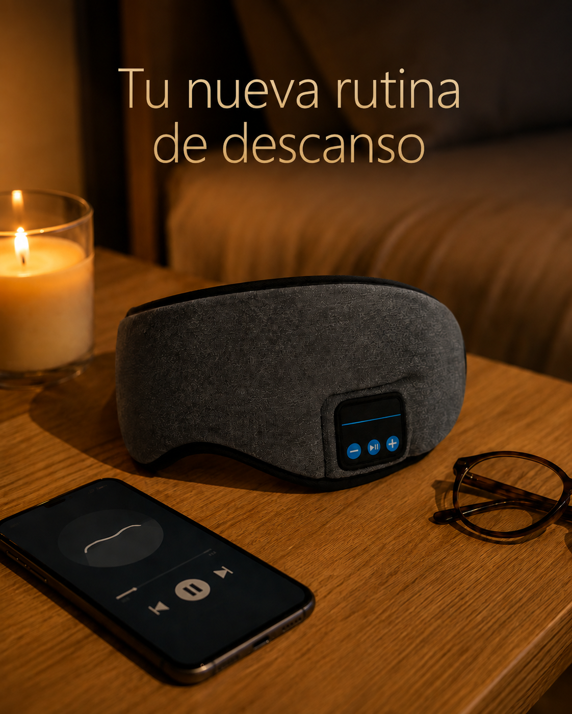 Antifaz con Bluetooth - Oscuridad total y tu sonido favorito para dormir