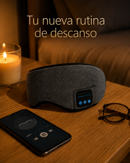 Antifaz con Bluetooth - Oscuridad total y tu sonido favorito para dormir